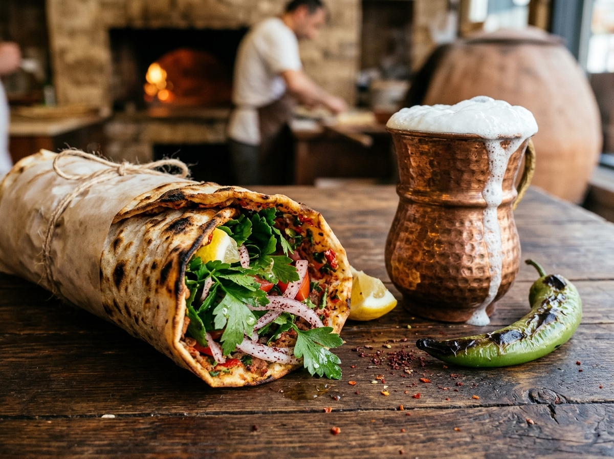 Bolca Lahmacun Çarşı dürüm lahmacun ve köpüklü yayık ayran